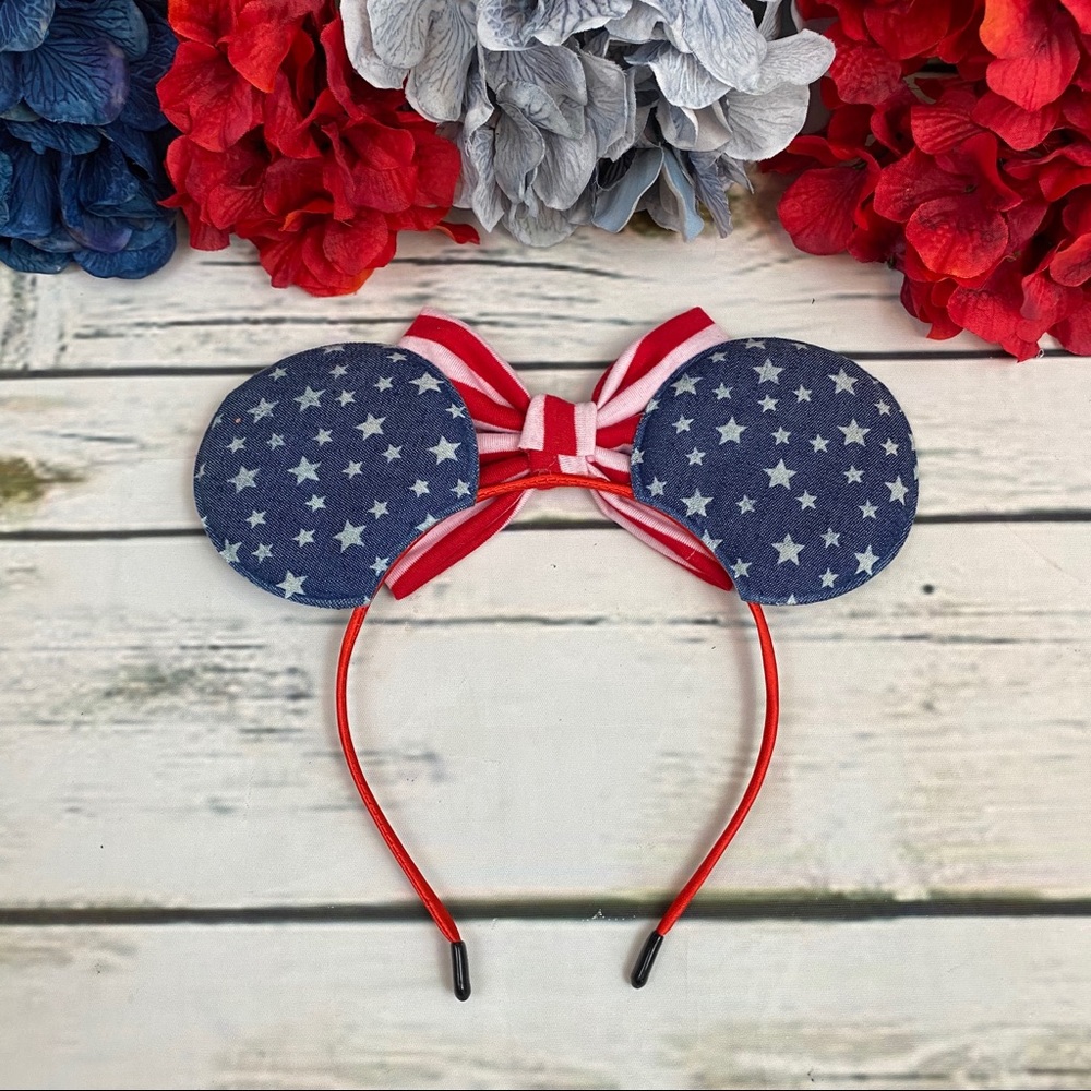 Minnie Mouse Red, White & Blue Headband with Bow - Picture 7 of 8